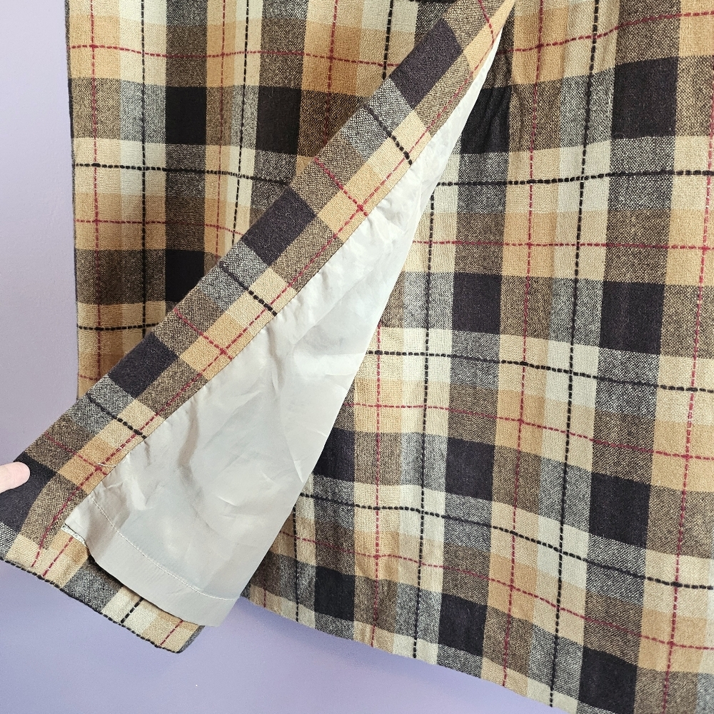 Rena Rowan Vintage Wool Blend Plaid Western Cabincore Buckled Wrap Midi Skirt - Picture 8 of 13